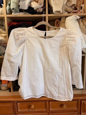 a new day White Eyelet Puff-Sleeve Blouse